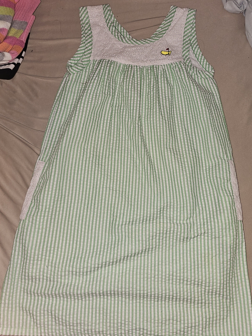 Masters Green and White Striped Midi Sundress